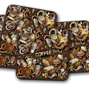 Coffee Medley Cups Assorted Coffee Cork Coasters