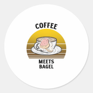 Coffee meets bagel Retro vintage sunset Classic Round Sticker