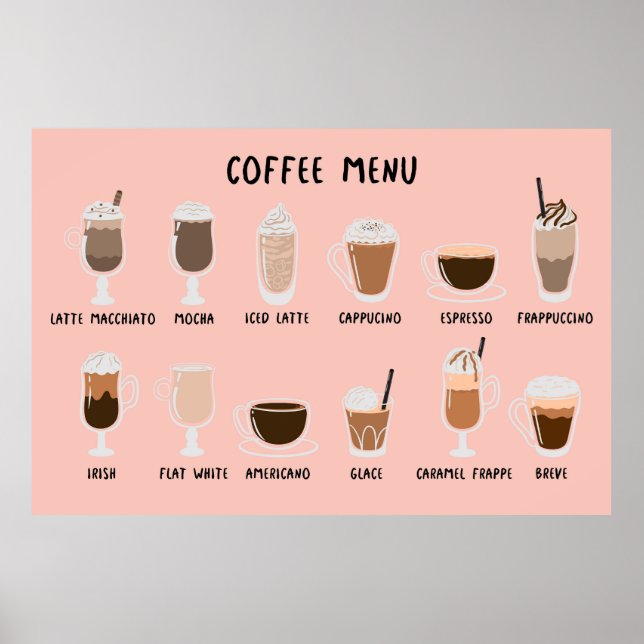 Coffee menu poster (Front)