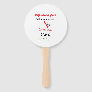 Coffee & milk blend love couple coffee red heart n hand fan