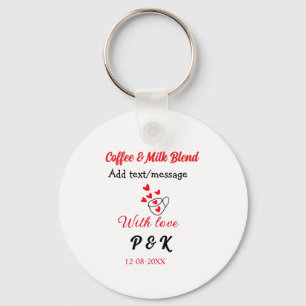 Coffee & milk blend love couple coffee red heart n keychain