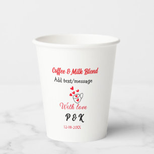 Coffee & milk blend love couple coffee red heart n paper cups