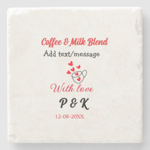 Coffee & milk blend love couple coffee red heart n stone coaster
