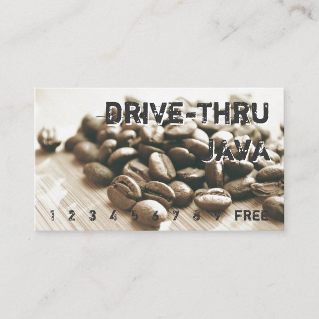 Coffee Monochrome Beans Drink Punchcard Loyalty Card (Front)