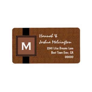 Coffee Monogram Square Frame and Ribbon M503 Label