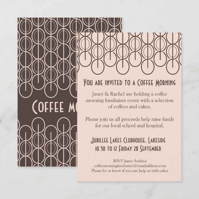 Coffee morning fundraiser event invitation (Front/Back)