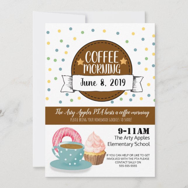 coffee morning fundraiser party INVITE OR FLYER (Front)