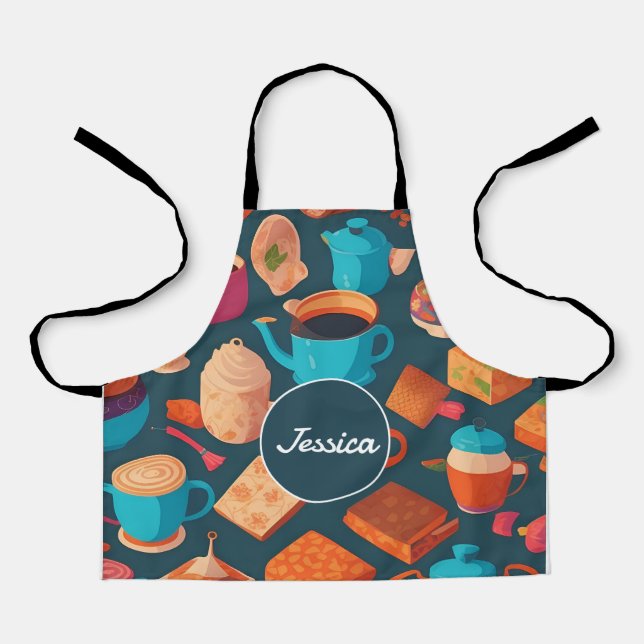 coffee Mosaic Colourful Personalized Pattern Apron (Front)