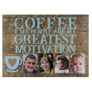 Coffee motivation 4 photo brown blue glass cutting board
