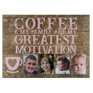 Coffee motivation 4 photo brown pink glass cutting board