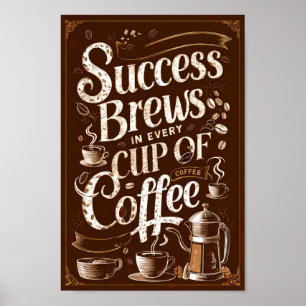 Coffee Motivational Quotes of Success and Creative Poster