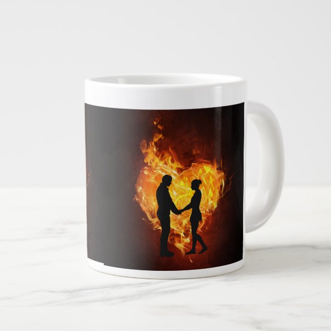 Coffee mug 15 oz. Image of heart and couple love (Front Right)