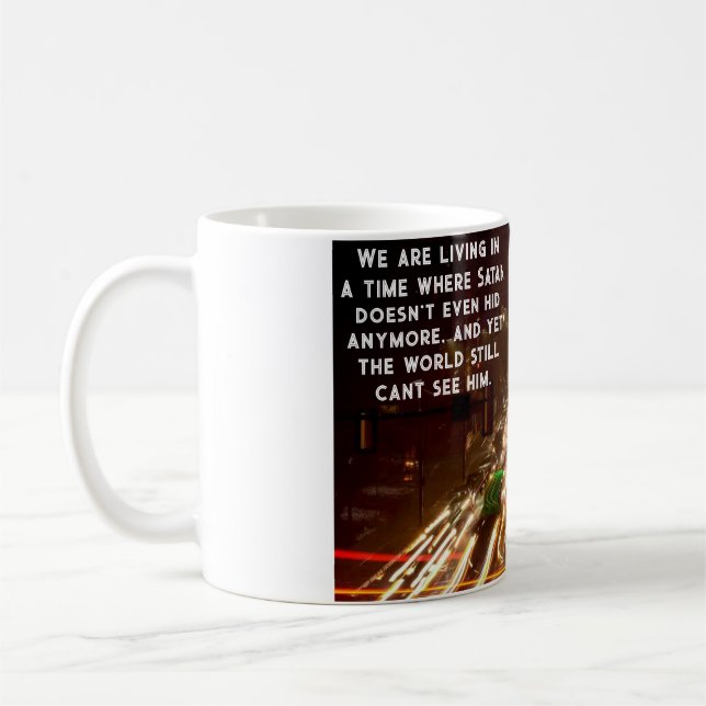 coffee mug about Satan and Jehovah's Witnesses  (Left)