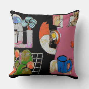 Coffee Mug Abstract Throw Pillow
