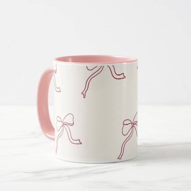 Coffee Mug - aesthetic pink bow 🎀 (Front Left)