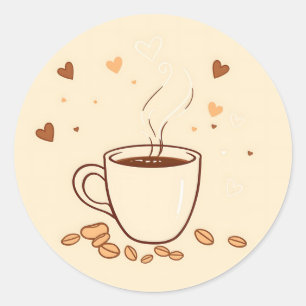 Coffee Mug and Steam in Doodle Style Classic Round Sticker