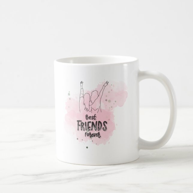 Coffee mug: Best friends forever! Pink, two women. Coffee Mug (Right)