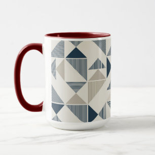 Coffee Mug – Blue & Beige Triangle Design