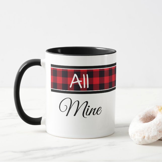 Coffee Mug-Buffalo Plaid All Mine Mug (With Donut)