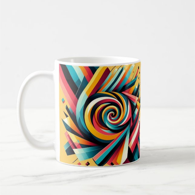 Coffee Mug - Colourful Spiral Geometric Design (Left)