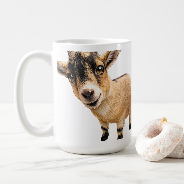 Coffee Mug - Cute Goat Peeking (Avec donut)