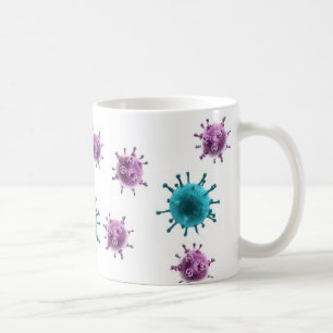 Coffee Mug - Flu Virus (purple/blue on white)