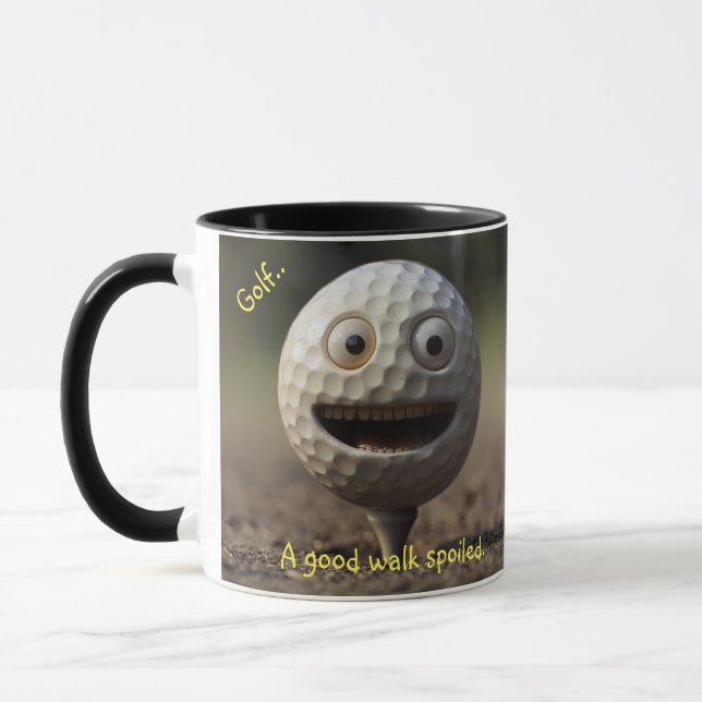 Coffee Mug Golfers, "A good walk spoiled" (Left)