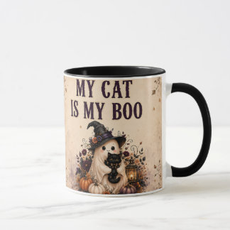 Coffee Mug Halloween Black Cat Ghost Cup