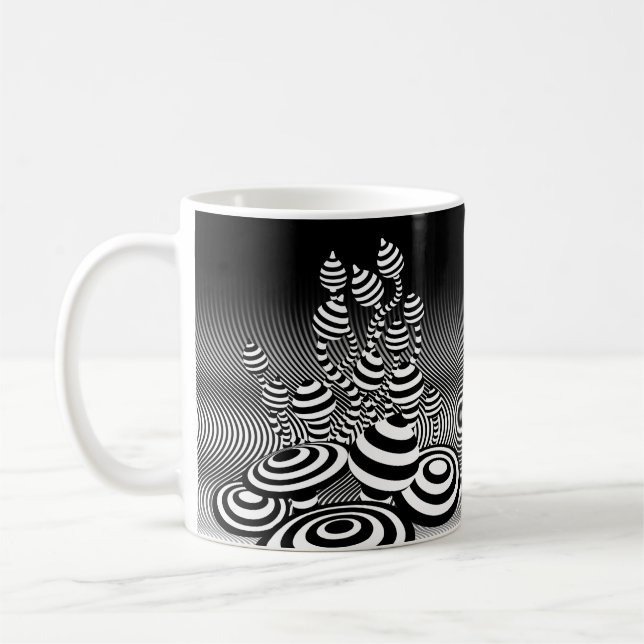 Coffee Mug Magic Mushrooms geometric design (Left)