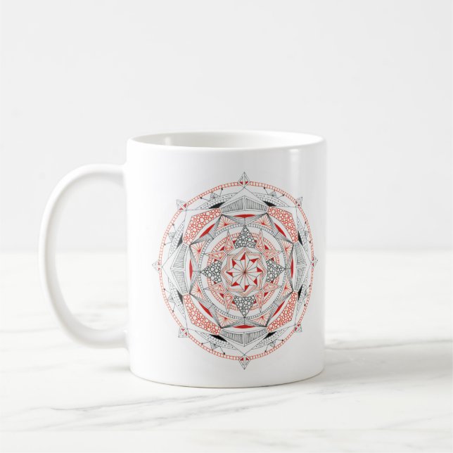 Coffee Mug Original Mandala Design 2-sided Red (Gauche)