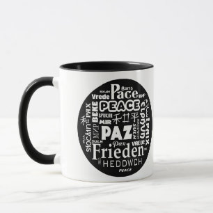Coffee mug peace in multiple languages