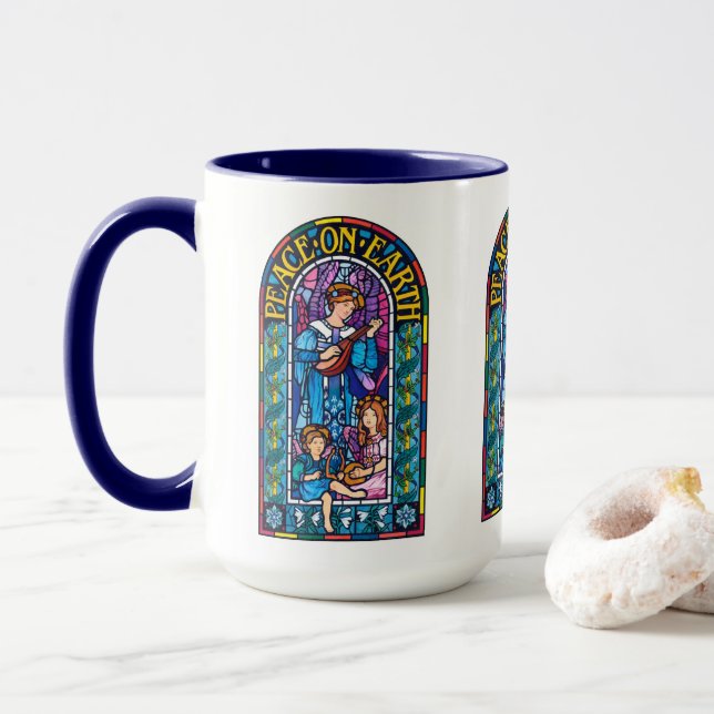 Coffee mug Peace-on-Earth Pre-Raphaelite Xmas (With Donut)