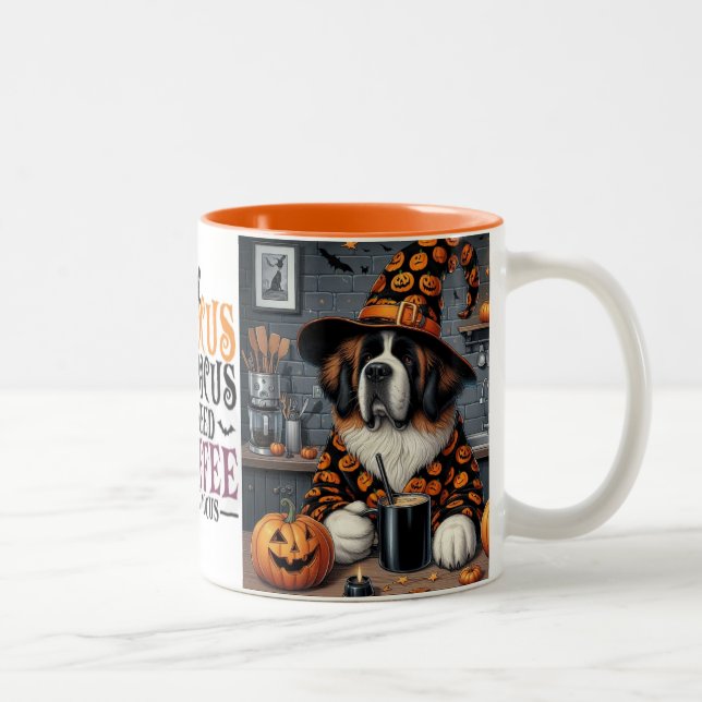 Coffee Mug Saint Bernard Halloween art (Right)