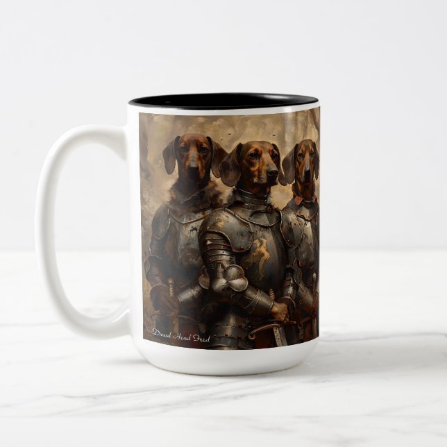 Coffee Mug, "Three Dog Knights" Dead Head Fred Two-Tone Coffee Mug (Left)
