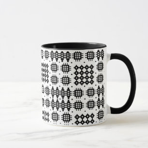 Coffee Mug: Welsh Tapestry Pattern, Black on White Mug