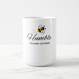 COFFEE MUG WHITE YELLOW STAY AUTHENTIC BUMBLE BEE 