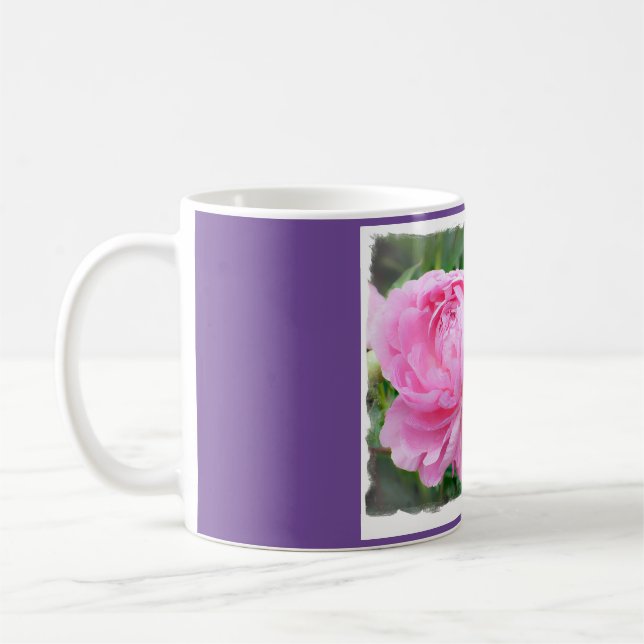 Coffee Mug with a photograph of Pink Peonies (Left)