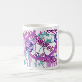 Coffee Mug With Abstract Purple Design
