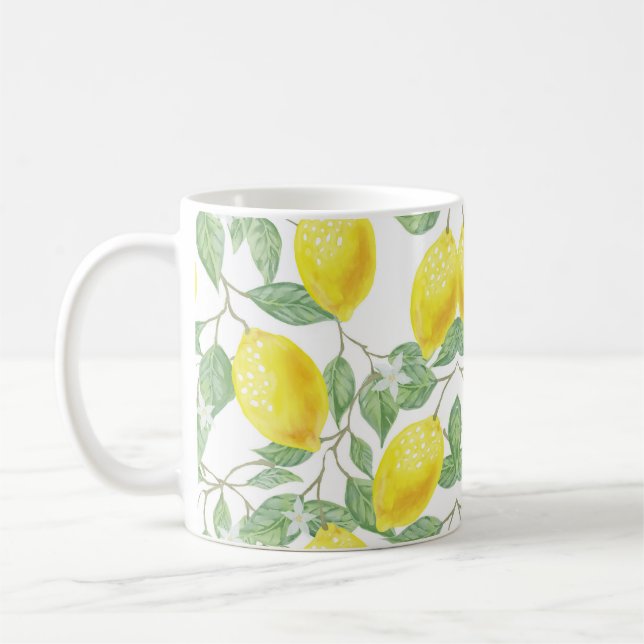 Coffee Mug with Artistically Designed Lemon Vine (Left)