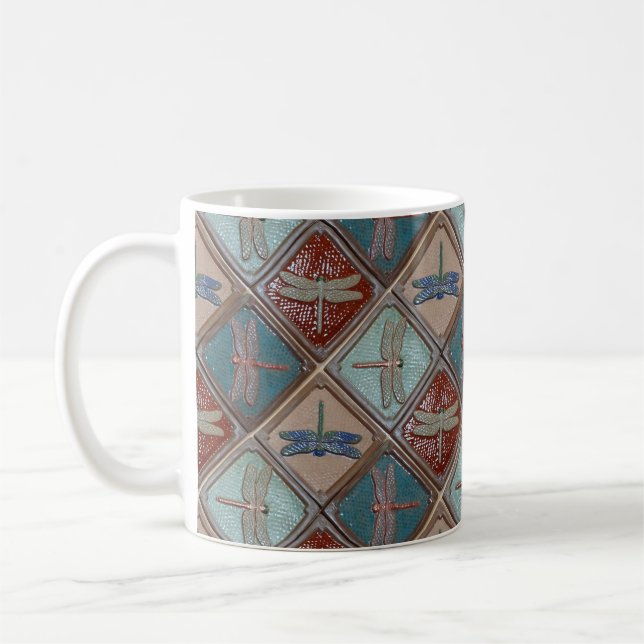 Coffee Mug with Dragonfly tiles Design (Left)