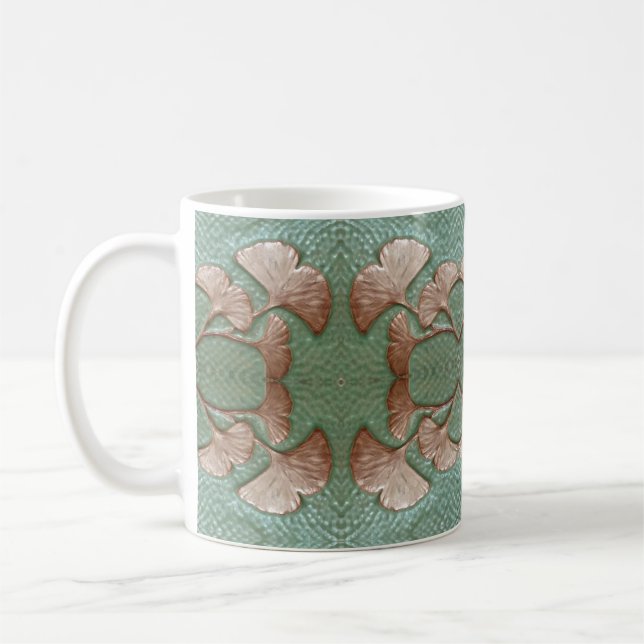 Coffee Mug with Gingko leaf Design (Left)