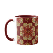  Coffee Mug with medallions ochre on wine