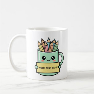 Coffee Mug With Pencils Blank Sign Pastel Graphic