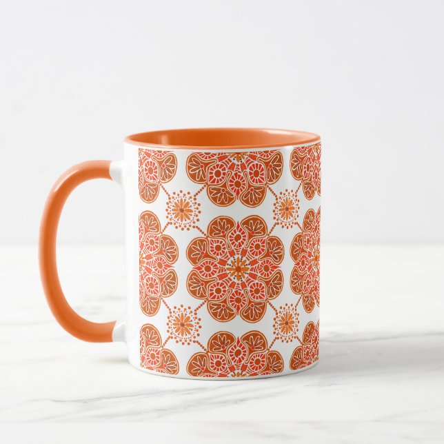  Coffee Mug with red & orange pattern (Left)