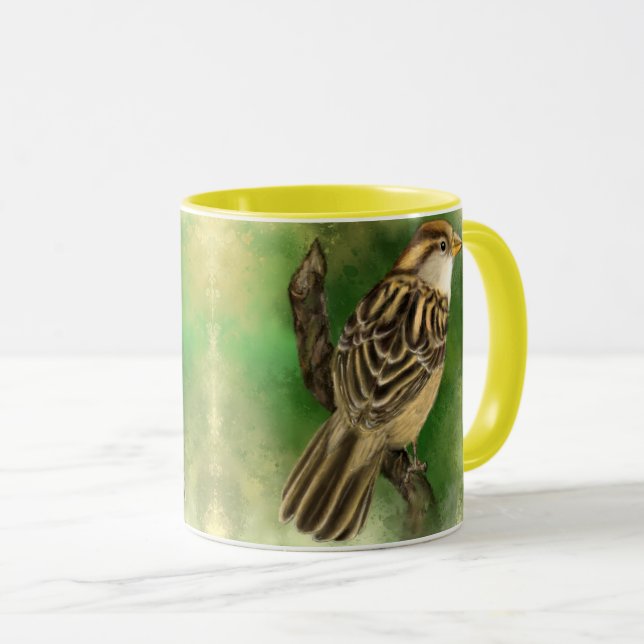 Coffee Mug with Sparrow (Front Right)