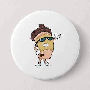 Coffee mug with Sunglasses 3 Inch Round Button