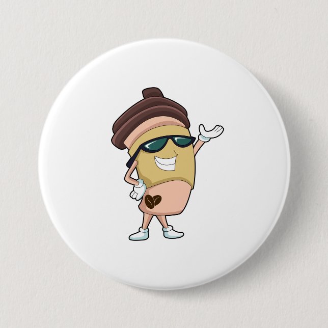 Coffee mug with Sunglasses 3 Inch Round Button (Front)