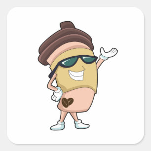 Coffee mug with Sunglasses Square Sticker