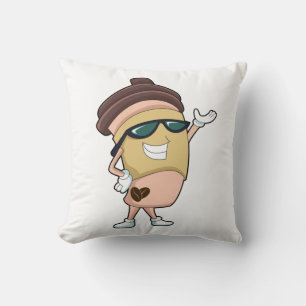 Coffee mug with Sunglasses Throw Pillow