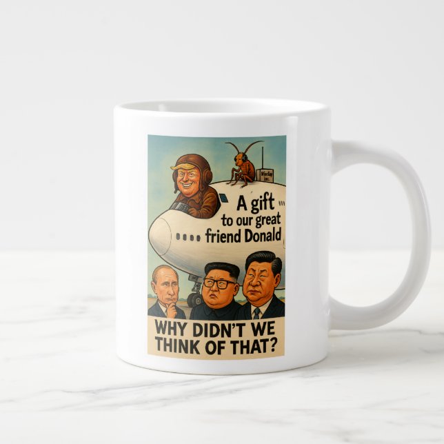 Coffee mug with Trump in airplane from Qatar. (Right)